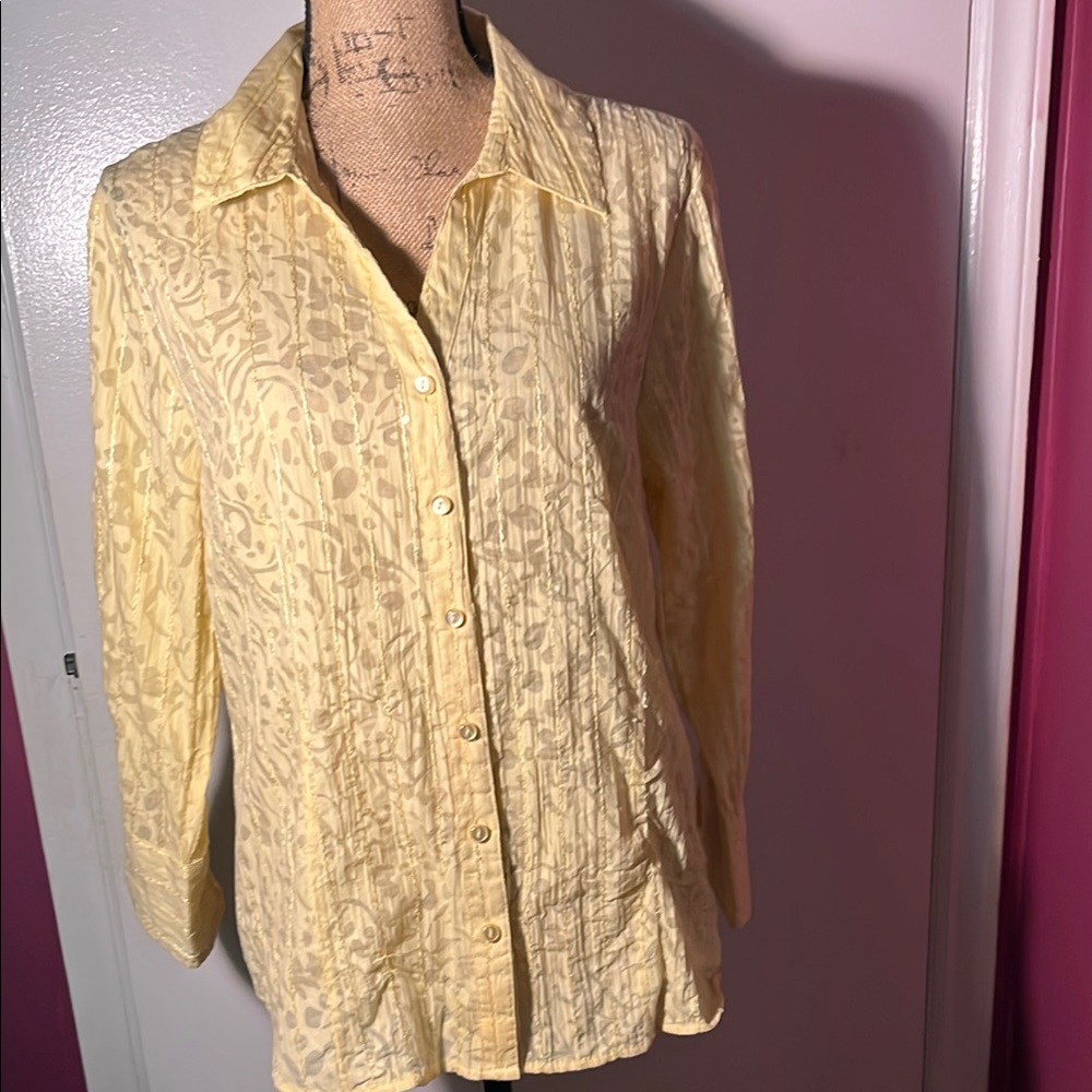 JM Collection Beige Patterned Blouse